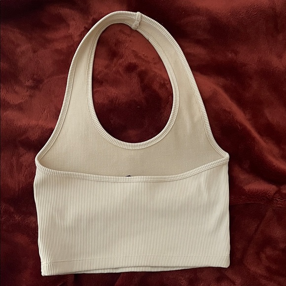 HM Cream Ribbed Halter Top - Picture 2 of 2